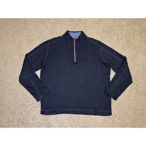ROBERT GRAHAM 1/4 Zip Pullover Sweatshirt Soft Preppy Classic Fit Mock Neck M